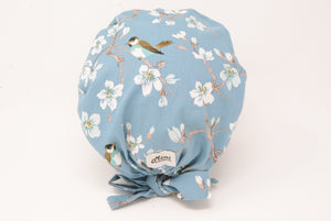 Sparrow and Apple Blossom - Pastel Blue