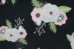 Load image into Gallery viewer, Roses on Black with Polka Dots - Rose Gold Metallic Print
