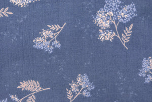 Lilacs on Indigo *Cotton Linen Fabric*